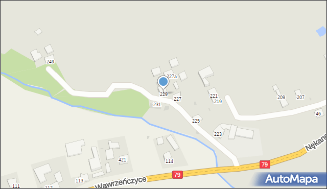 Nowe Brzesko, Nękanowice, 229, mapa Nowe Brzesko