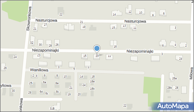 Białystok, Niezapominajki, 13, mapa Białegostoku