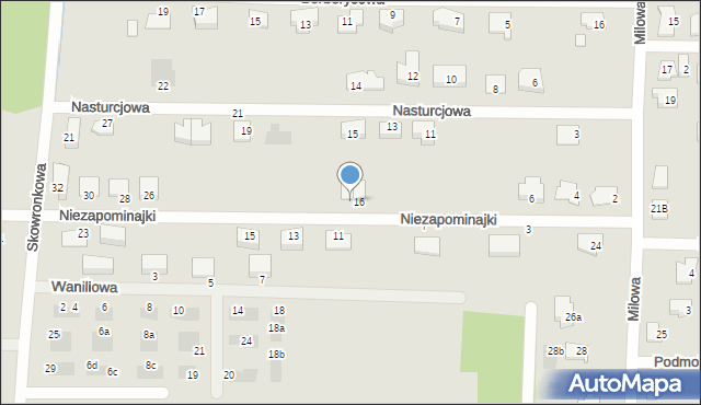 Białystok, Niezapominajki, 16A, mapa Białegostoku