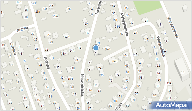 Białystok, Niewodnicka, 3A, mapa Białegostoku