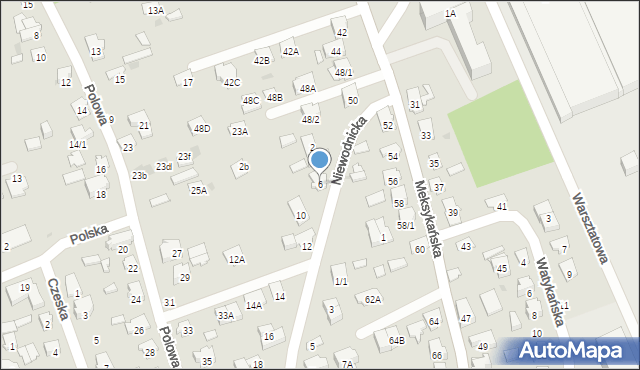 Białystok, Niewodnicka, 6, mapa Białegostoku