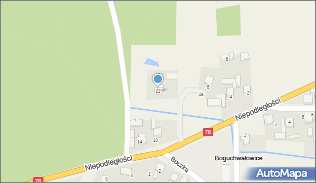 Boguchwałowice, Niepodległości, 12, mapa Boguchwałowice