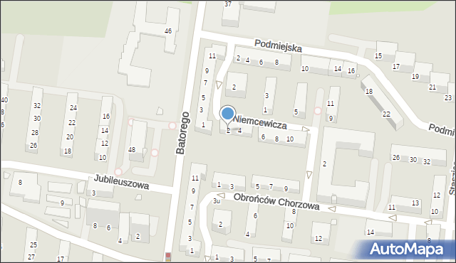 Chorzów, Niemcewicza Juliana Ursyna, 2, mapa Chorzów