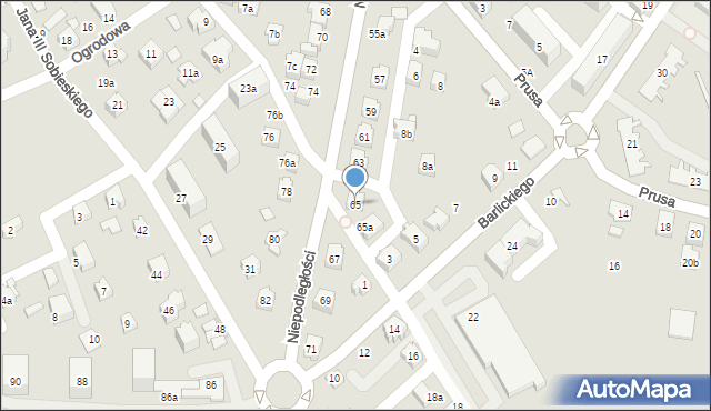 Czechowice-Dziedzice, Niepodległości, 65, mapa Czechowic-Dziedzic