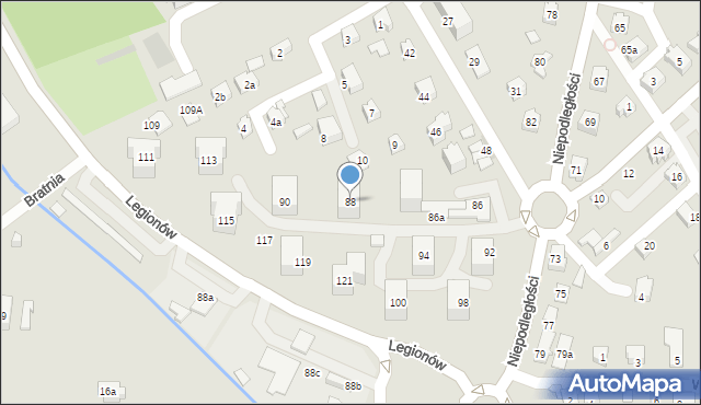 Czechowice-Dziedzice, Niepodległości, 88, mapa Czechowic-Dziedzic