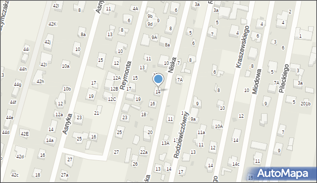 Dziekanów Leśny, Niska, 14, mapa Dziekanów Leśny