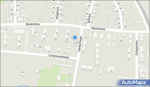 Gliwice, Niedurnego Piotra, 4, mapa Gliwic