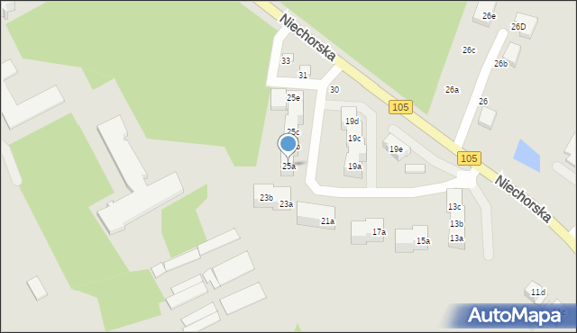 Gryfice, Niechorska, 25a, mapa Gryfice