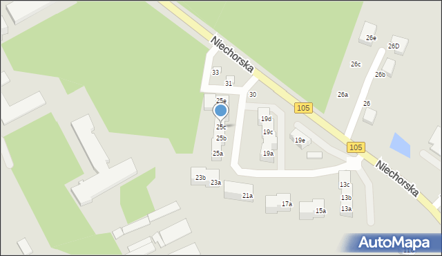 Gryfice, Niechorska, 25c, mapa Gryfice