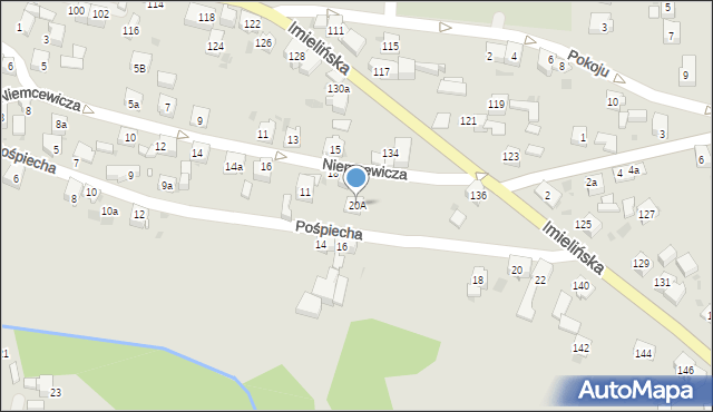 Imielin, Niemcewicza Juliana Ursyna, 20A, mapa Imielin