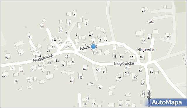 Jasło, Niegłowicka, 31a, mapa Jasła