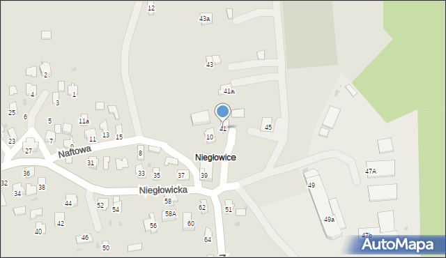 Jasło, Niegłowicka, 41, mapa Jasła
