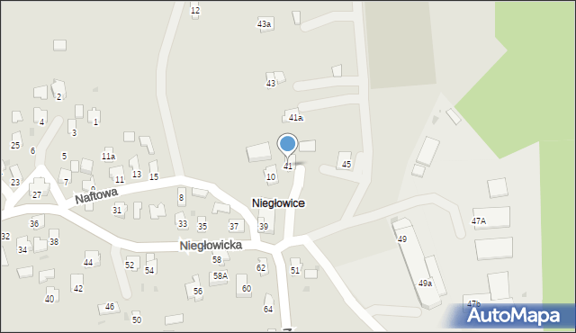 Jasło, Niegłowicka, 41, mapa Jasła