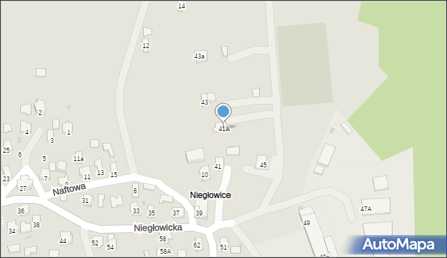 Jasło, Niegłowicka, 41a, mapa Jasła