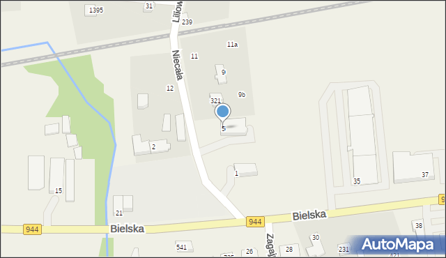 Jaworze, Niecała, 5, mapa Jaworze
