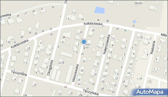 Kalisz, Nieszawska, 8, mapa Kalisza