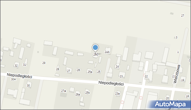 Kampinos, Niepodległości, 25C, mapa Kampinos