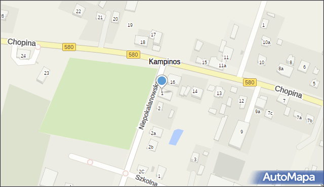 Kampinos, Niepokalanowska, 1, mapa Kampinos