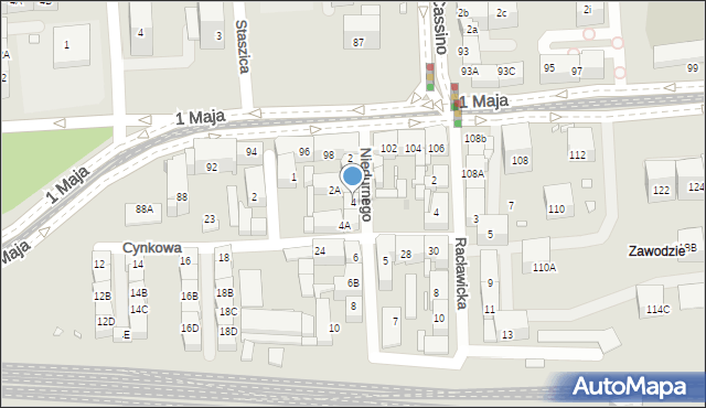 Katowice, Niedurnego Piotra, 4, mapa Katowic