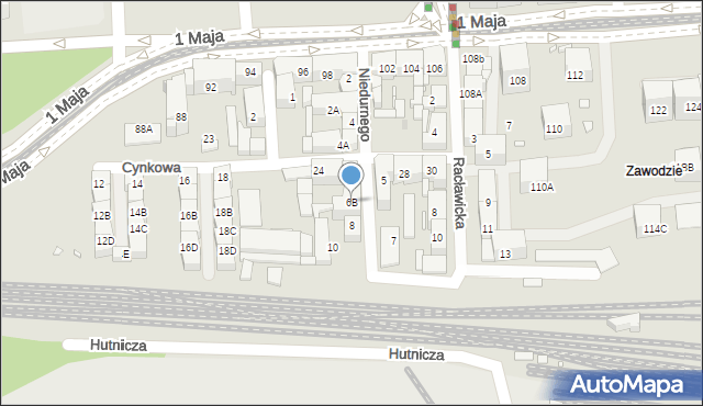 Katowice, Niedurnego Piotra, 6B, mapa Katowic
