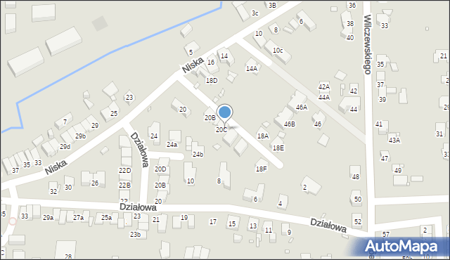 Katowice, Niska, 20D, mapa Katowic