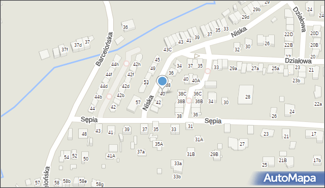 Katowice, Niska, 40, mapa Katowic