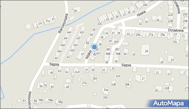 Katowice, Niska, 42, mapa Katowic