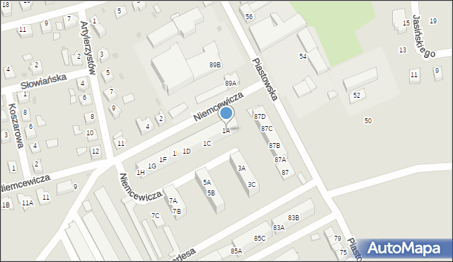 Kędzierzyn-Koźle, Niemcewicza Juliana Ursyna, 1A, mapa Kędzierzyna-Koźle