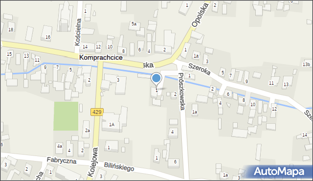 Komprachcice, Niemodlińska, 1, mapa Komprachcice