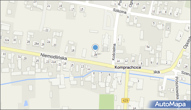 Komprachcice, Niemodlińska, 16, mapa Komprachcice