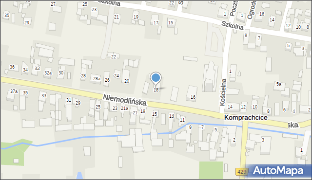 Komprachcice, Niemodlińska, 18, mapa Komprachcice