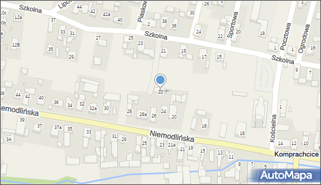 Komprachcice, Niemodlińska, 22, mapa Komprachcice