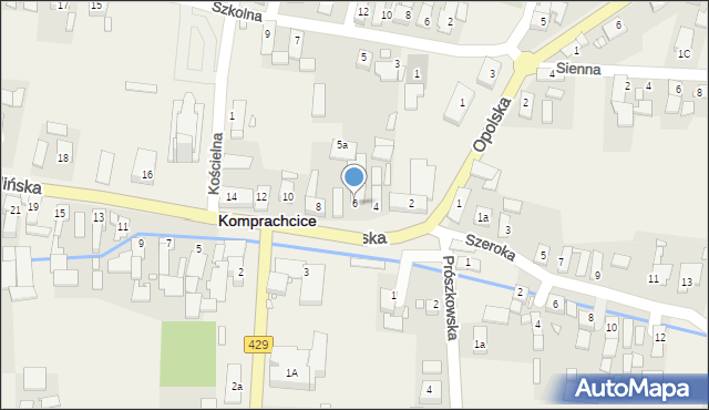 Komprachcice, Niemodlińska, 6, mapa Komprachcice