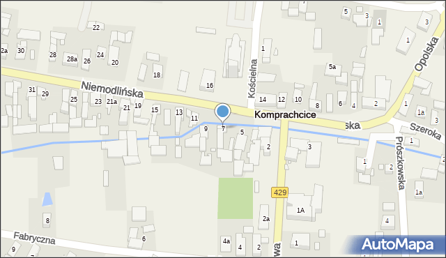 Komprachcice, Niemodlińska, 7, mapa Komprachcice