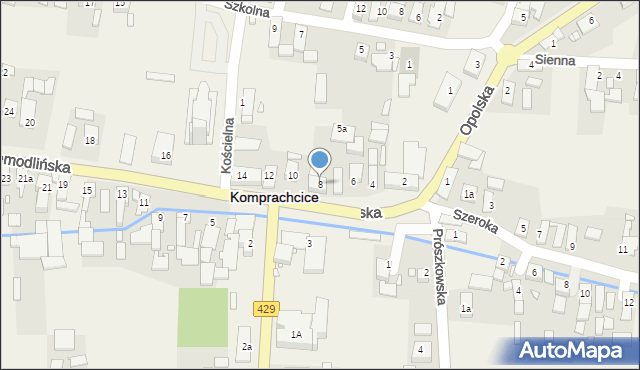 Komprachcice, Niemodlińska, 8, mapa Komprachcice