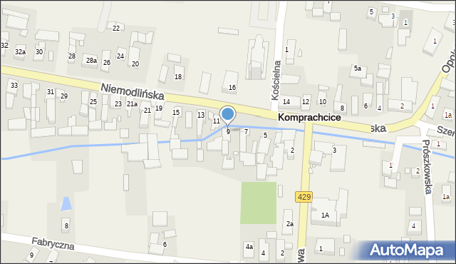 Komprachcice, Niemodlińska, 9, mapa Komprachcice