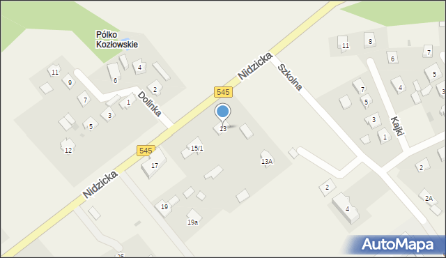 Kozłowo, Nidzicka, 13, mapa Kozłowo