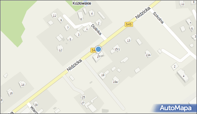 Kozłowo, Nidzicka, 17, mapa Kozłowo