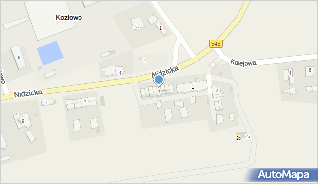 Kozłowo, Nidzicka, 3, mapa Kozłowo