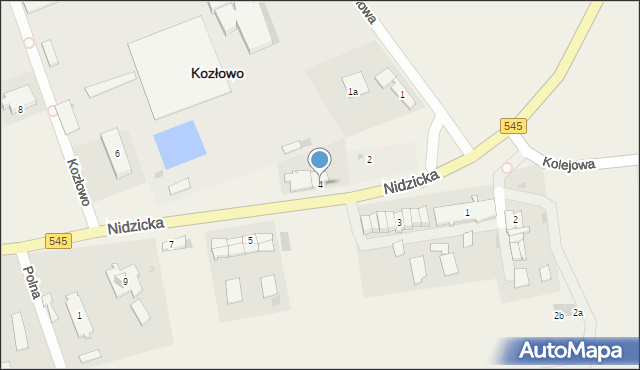 Kozłowo, Nidzicka, 4, mapa Kozłowo