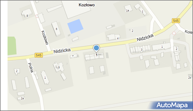 Kozłowo, Nidzicka, 5, mapa Kozłowo