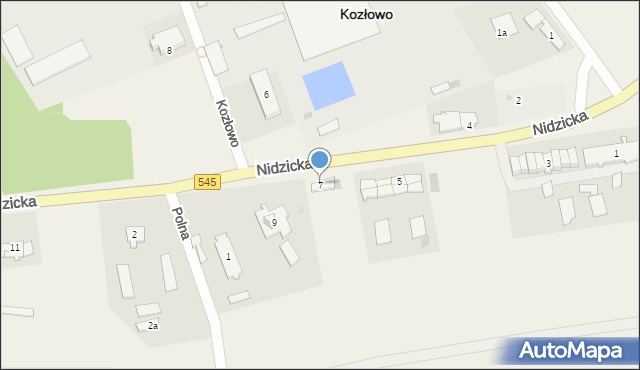 Kozłowo, Nidzicka, 7, mapa Kozłowo