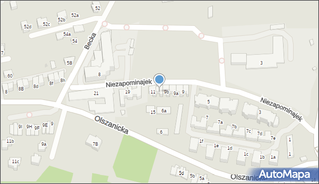 Kraków, Niezapominajek, 11a, mapa Krakowa