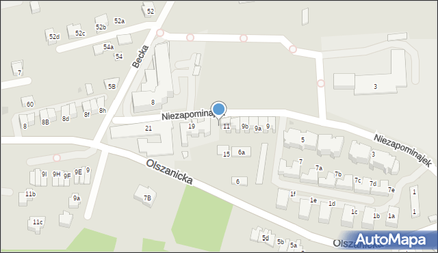 Kraków, Niezapominajek, 11b, mapa Krakowa