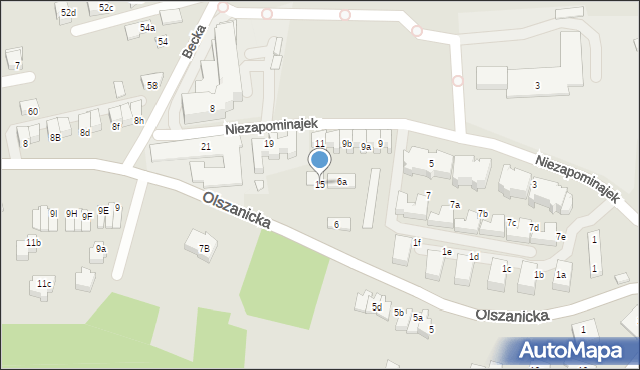 Kraków, Niezapominajek, 15, mapa Krakowa