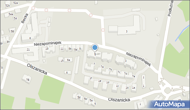 Kraków, Niezapominajek, 5, mapa Krakowa