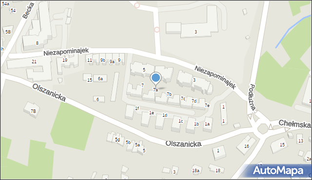 Kraków, Niezapominajek, 7a, mapa Krakowa