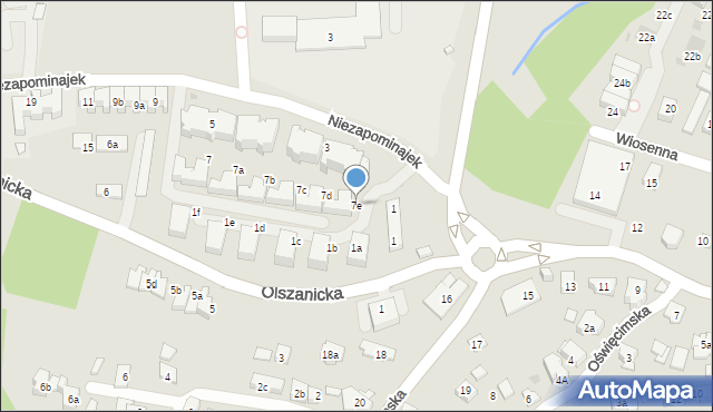 Kraków, Niezapominajek, 7e, mapa Krakowa