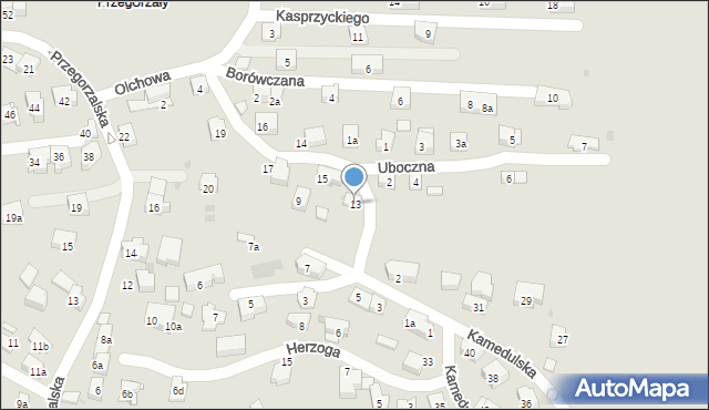 Kraków, Nietoperzy, 13, mapa Krakowa