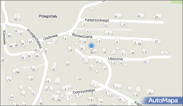 Kraków, Nietoperzy, 14, mapa Krakowa